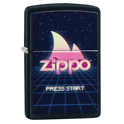 Image of Zippo Gaming Flame Logo Design Black Matte Pocket Lighter