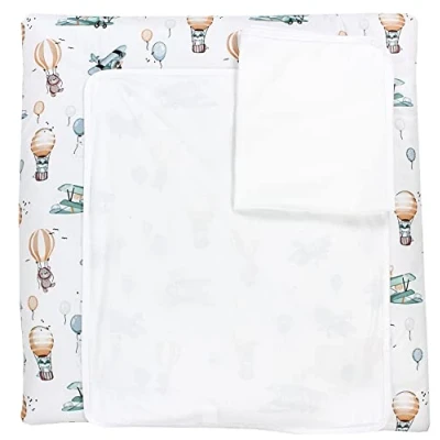 Image of TupTam Baby Changing Mat with 2 Terry Cover, Foxes on The Plane, 75 x 80 cm