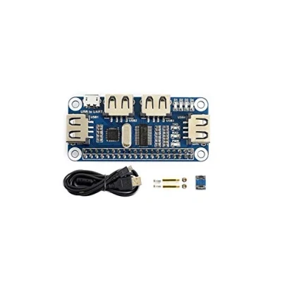Image of Waveshare 4 Port USB HUB Hubs HAT Compatible With USB2.0 1.1 For Raspberry Pi Zero/Zero W/4B/3B/3B+, Serial Debugging Onboard to UART