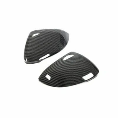 Image of Compatible With VW For Golf 8 MK8 R GTI RLine W/Lane Assist 2020 2021 2022 Carbon Fiber Pattern Look Side Wing Rear View Mirror Cover Case Cap Casing(Black Carbon)