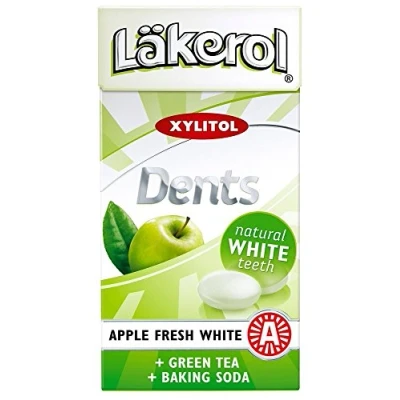 Image of 4 Boxes x 36g of Läkerol Dents Apple Natural White Teeth Original Swedish Sugar Free Xylitol Pastilles Lozenges Dragees Drops Candies Sweets