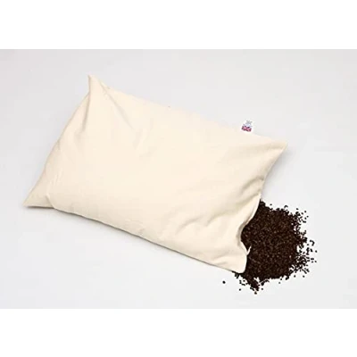 Image of Savvy Lifestyle Organic Buckwheat Husk Pillow, 53 x 33 cm, Cotton Pillow Cover