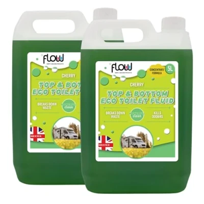 Image of Flow Top + Bottom Eco Friendly Chemical Toilet Cleaner &amp; Rinse Fluid Caravan Motorhome Portable Formaldehyde Free (10 Litre)