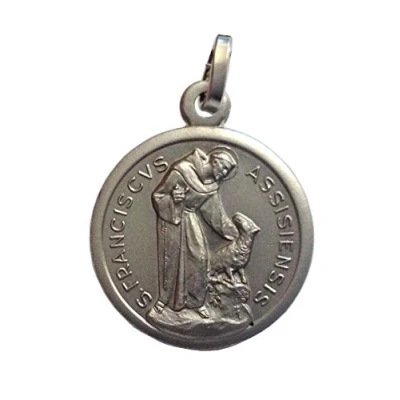 Image of I G J 925 Sterling Silver Saint Francis from Assisi with The Wolf Medal Patron of Europe