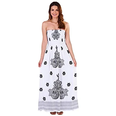 Image of Pistachio Womens Bandeau Maxi Dress Paisley White Large