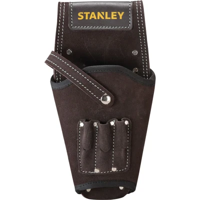 Image of STANLEY Leather Drill Holster for Left and Right Handed Use with Double Stitching Integrated Bit Holders STST1 80118