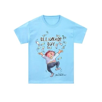 Image of The World Of David Walliams T Shirt for Boys Short Sleeve Book Day Tops Blue 7 8 Years