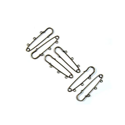 Image of celloexpress Kilt Pins Brooch Various Style &amp; Size Stitch Metal Coat Jacket (Antique Bronze 70mm (With Rings), Pack of 5)