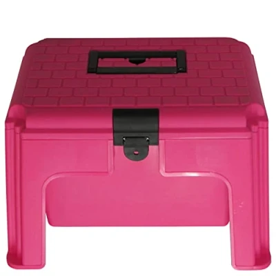 Image of Large Tool Storage Box Pink (Plastic Step Stool Utility Case)