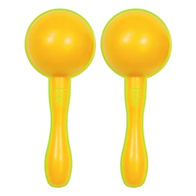 Image of A Star Plastic Maracas Yellow Pair 16cm Shaker Rattle, Percussion Rhythm Instrument