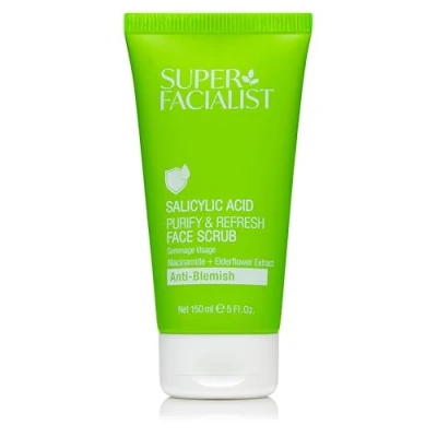Image of Super Facialist Salicylic Acid Anti Blemish Purify &amp; Refresh Face Scrub Wash for Acne Treatment Blackhead Remover with Vitamin B 3, Vegan Friendly, 150ml