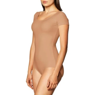 Image of Capezio Women&#039;s Short Sleeve Leotard, Light Suntan, L