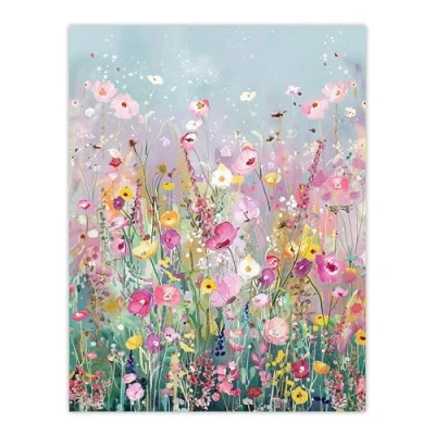 Image of Artery8 Delicate Wildflower Field Floral Painting Living Room Large Wall Art Poster Print Thick Paper 18X24 Inch