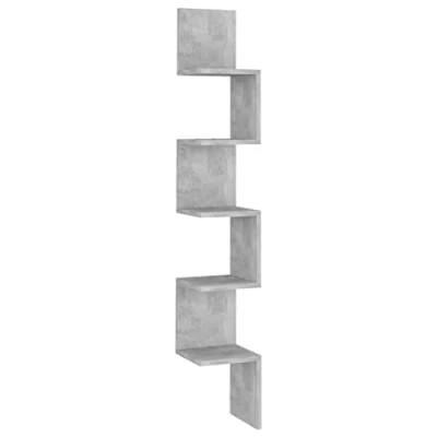 Image of vidaXL Wall Corner Shelf Scandinavian Style Concrete Grey Engineered Wood Decorative &amp; Functional Mounted Shelving Unit