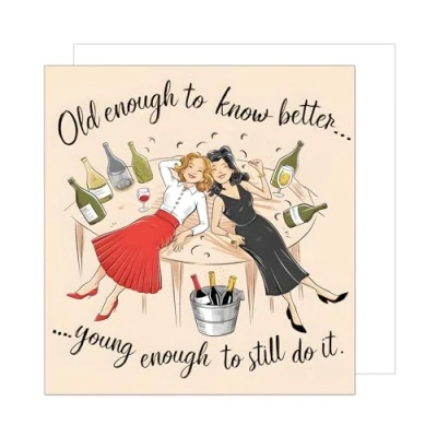 Image of Edition Seidel Premium Square Birthday Card with Envelope. Greeting Happy Saying For Her Female Friend Wife Girlfriend Wine Toast (GQ291 SW024)