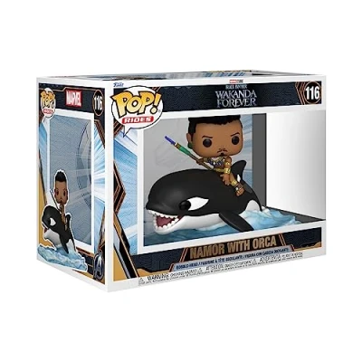 Image of Funko POP! Ride Super Deluxe: Black Panther: Wakanda Forever Namor With Orca Collectable Vinyl Figure Gift Idea Official Merchandise Toys for Kids &amp; Adults Movies Fans