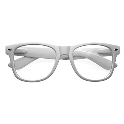 Image of Boolavard Kids Nerd Glasses Clear Lens Geek Fake Eyeglasses for Girls Boys Eyewear Age 4 12 (White)
