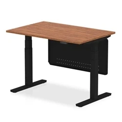 Image of Air 1200x800 Height Adjustable Desk Walnut Black Leg Modesty Panel