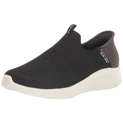 Image of Skechers Women&#039;s Ultra Flex 3.0 Smooth Step Sneaker, Black, 3 UK Wide