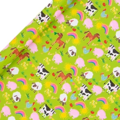 Image of Glick Luxury Roll Wrap, Farmyard Gift Wrapping Paper, Birthday Paper for Children, 2m x 70 cm
