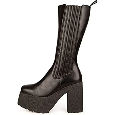 Image of LAMODA Women&#039;s Long Division Platform Calf Boots, Black UK 6