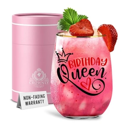 Image of CROWNLY CRYSTAL® Birthday Gifts for Women Wine Glass Girls Mum Gin Decoration Queen Decorations Best