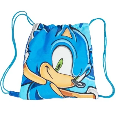 Image of Kids Officially Licensed Sonic The Hedgehog Character Trainer Drawstring Gym Bag School PE Swim
