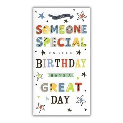 Image of Someone Special Birthday Card Contemporary Stars Design Finishes and Illustrated Insert Leaf Made in the UK Eco Friendly
