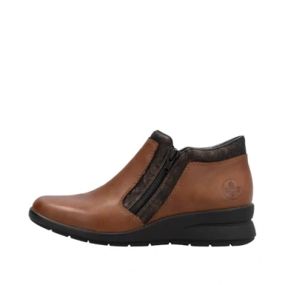 Image of Rieker L4883 Doro leather twin zip mini boots (Tan, UK Footwear Size System, Adult, Women, Numeric, Medium, 3.5)