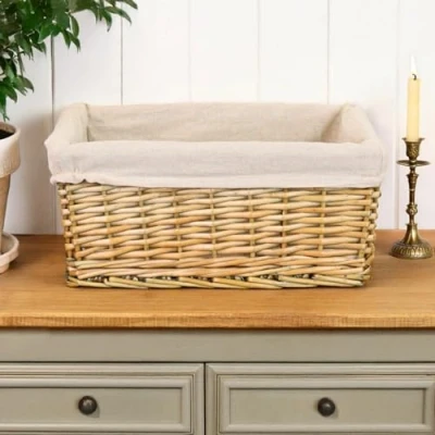 Image of HomeZone Natural Make Your Own Hamper Basket with Liner and Accessory Kits Wicker Set Lightweight Versatile Storage Gift Hampers Christmas Birthday, New Baby Raffle Box