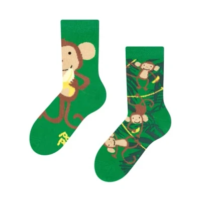 Image of Dedoles Unisex Socks for Women, Men &amp; Kids Cotton Funny Designs Football Bicycle Horses Plants Firefighter Gift Mismatched, Design: Banana Chimps, Colour: Green, Size: 12K 2 UK