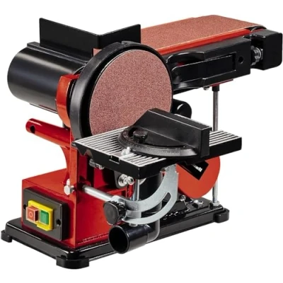 Image of Einhell TC US 380 Belt And Disc Sander 380W 2 in 1 Bench Sander: 292 m/min, 100 x 914mm For Wood 1450 RPM, 150mm Electric Dual With Dust Extractor