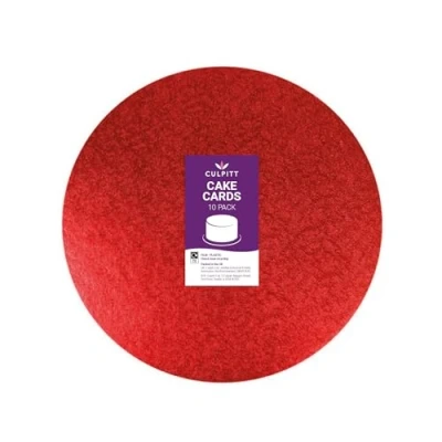 Image of Culpitt 7&quot; Round Cake Boards Red 2.7mm Cards For Celebration Cakes, Birthday Treats, Tiers, Cupcakes, and More! 7 inch, Pack Of 10