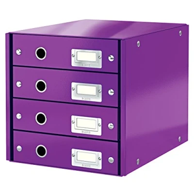 Image of Leitz Drawer Cabinet, 4 Drawers, A4, Click and Store Range 60490062 Purple