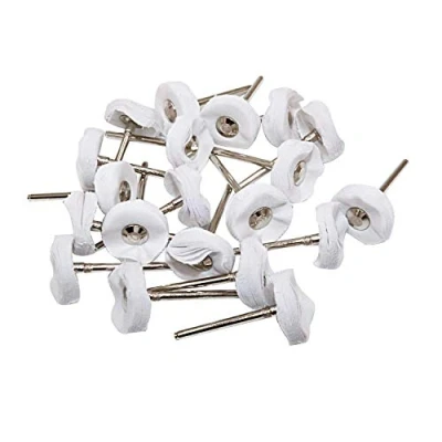 Image of NIUPIKA Little Buffer Wheels Buffing and Polishing Wheel for Rotary Drill Tools White 3mm Mandrel 20 Pieces