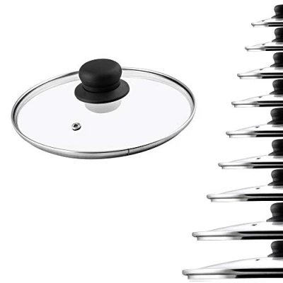 Image of KADAX Glass Lid, Heat Resistant Lid with Plastic Handle, Universal Steam Vent, Transparent Cooking in Various Sizes for Pots, Frying Pans (20cm)