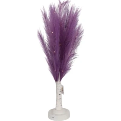 Image of SHATCHI 70cm Purple Feather Tree Table Lamp Warm White LEDs Lighted Pampas Battery Operated Decorative Night Light for Christmas, Home, Events, Holiday Decorations