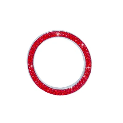 Image of SundayZaZa Bling Crystal Rhinestone Ring For Car Decoration, Auto Engine Start Stop, Key Ignition Starter &amp; Knob Decor Red