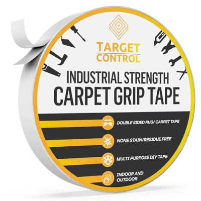 Image of Target Control 50ft Double sided Carpet Tape Heavy Duty, Extra Strong Rug for Vinyl Flooring, Gripper Wood Floors, Stop Sliding
