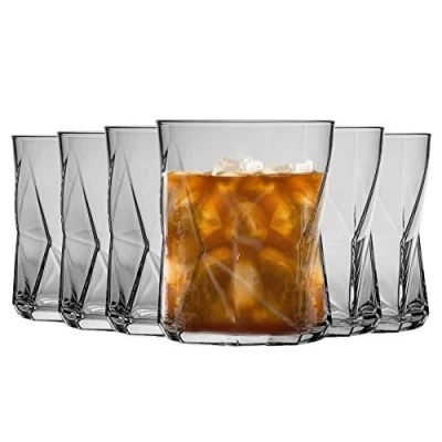 Image of Bormioli Rocco Cassiopea Geometric Double Old Fashioned Tumbler Glasses Set 410ml Pack of 6