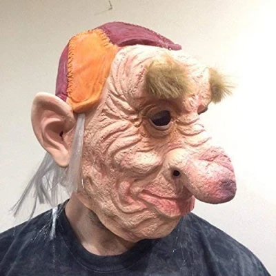 Image of The Rubber Plantation TM 619219292351 Hoggle Troll Latex Mask Adult 80&#039;s Fancy Dress Accessory Costume, Unisex, One Size