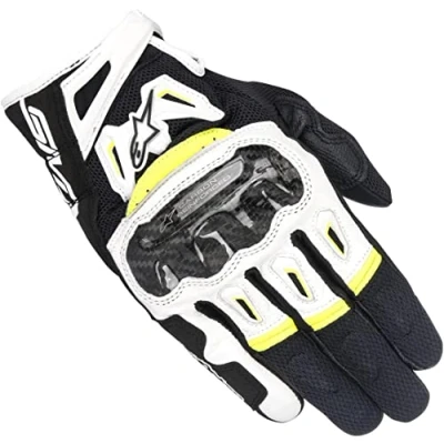 Image of Alpinestars Motorcycle gloves Smx 2 Air Carbon V2 Glove Black White Yellow Fluo, Black/White/Yellow, S