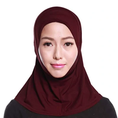 Image of WOWOWO Womens Hijab Muslim Cotton Mini Head Scarf Solid Color Full Cover Inner Cap Wrap Shawl Turban
