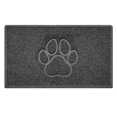 Image of Nicoman Paw Embossed Shape Door Mat Dirt Trapper Washable Barrier Doormat Dark Grey (Watertight Rubber Back) Medium (75x44cm)