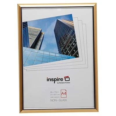 Image of Hampton Frames EASY LOADER Poster Certificate Photo Frame Acrylic (Non Glass) Gold A4 (21x30cm) EASA4GDP