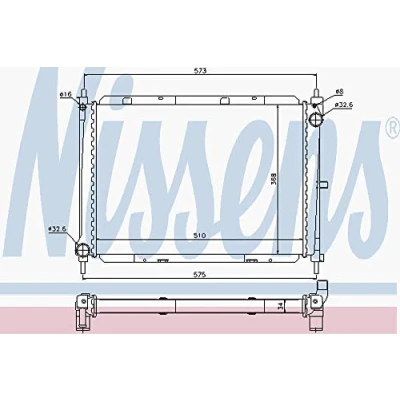 Image of R14742 Engine radiator NISSENS 68729 Aluminium 510mm 368mm 34mm Brazed cooling fins NISSAN: MICRA 3, Note I