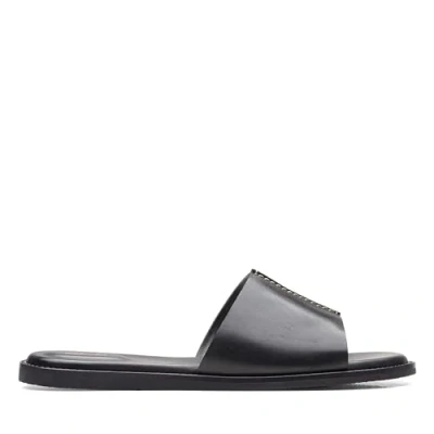 Image of Clarks Women&#039;s Karsea Mule Slide Sandal, Black Leather, 7 UK