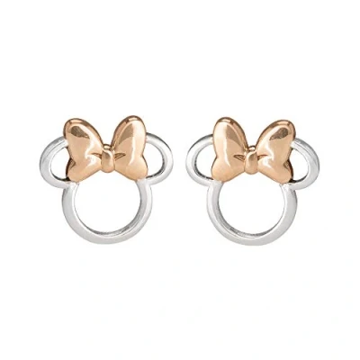 Image of Minnie Mouse Silver and Rose Gold Earrings E901880TL