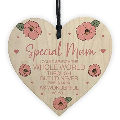 Image of RED OCEAN Mum Gift Wooden Hanging Heart For Birthday Her Keepsake