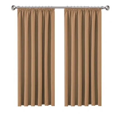 Image of AMEHA Blackout Curtains for Bedroom Pencil Pleat Beige Living Room 66x54 Inch Drop Thermal Insulated Super Soft Black Out Kitchen Curtain &amp; Drapes with Tiebacks Pair Panels
